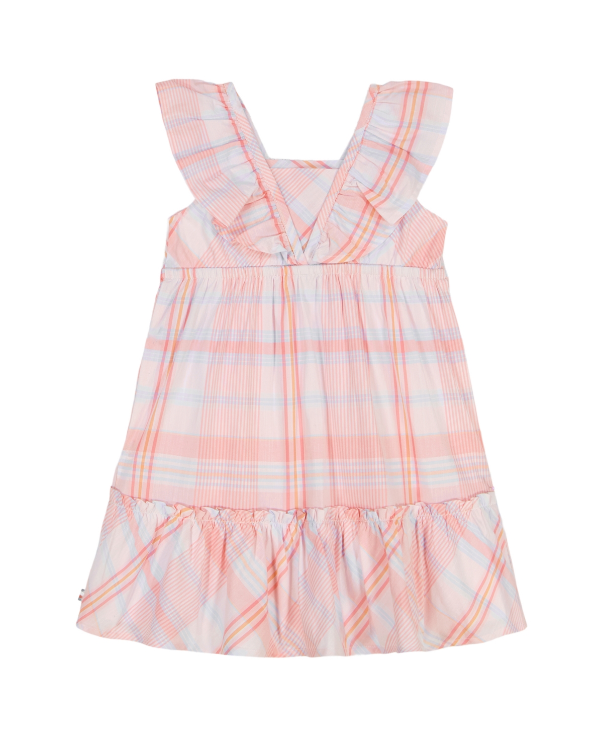 Shop Tommy Hilfiger Toddler And Little Girls Madras Plaid Peasant Midi Dress In Madras Multi Plaid
