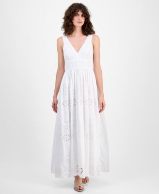 I.N.C. International Concepts - Women's Cotton Eyelet V-Neck Maxi Dress