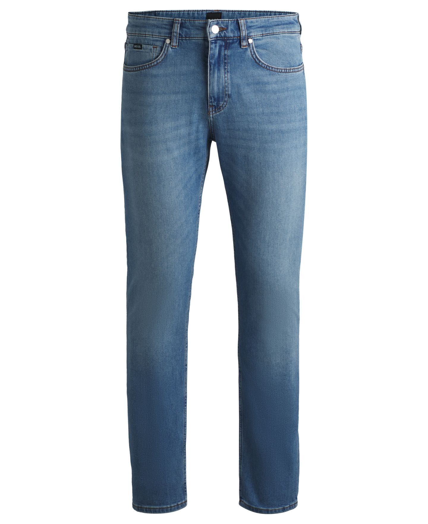 Мужские джинсы Hugo Boss Comfort-Stretch Denim Slim-Fit, цвет: Синий — фото 4