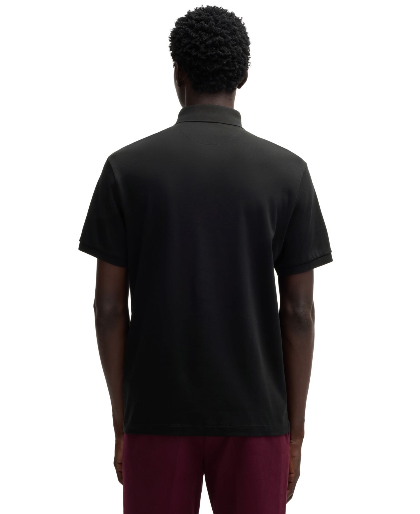 Мужское поло Hugo Boss Mercerized Cotton Regular-Fit Polo Shirt, цвет: Чёрный — фото 4