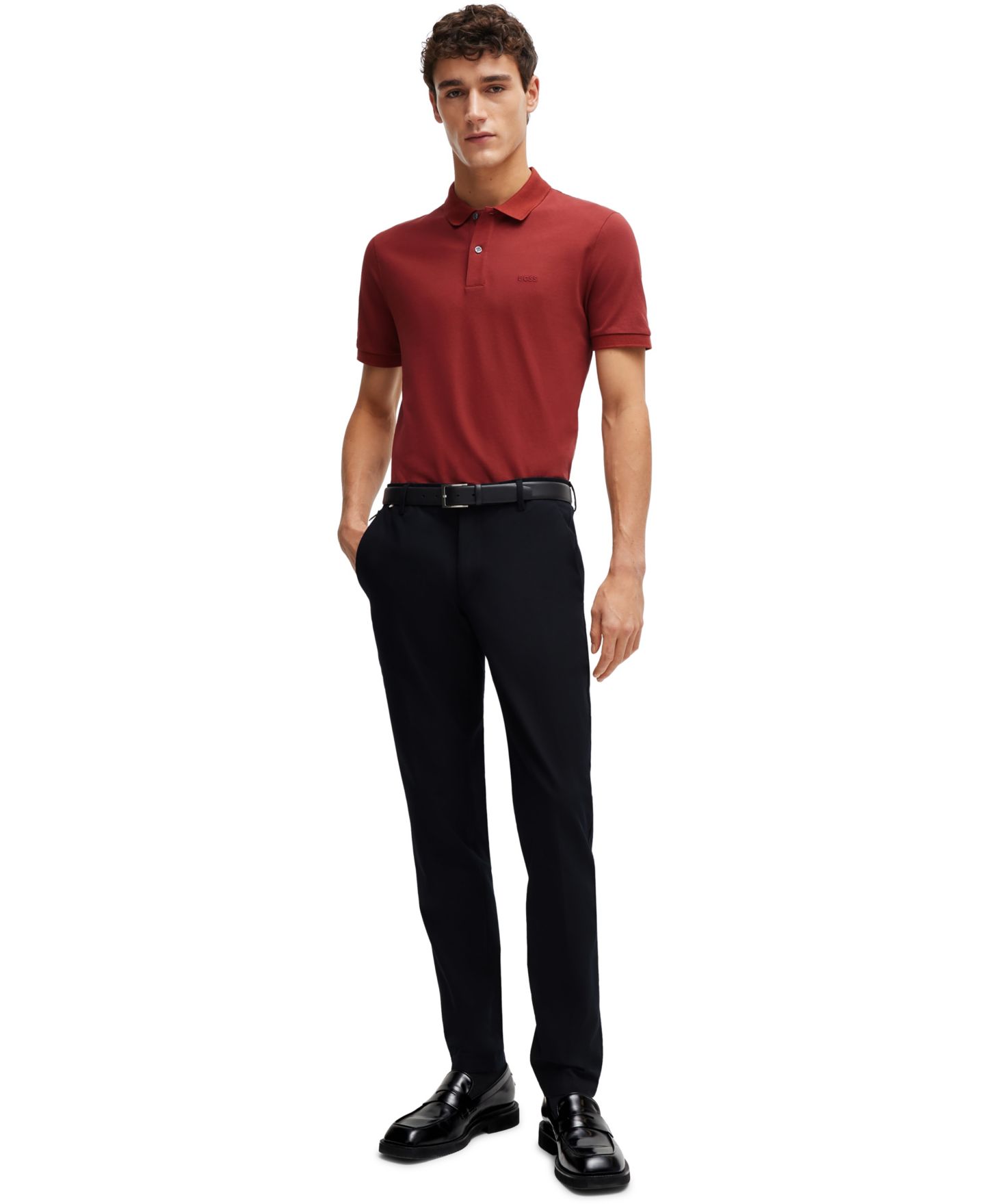 Мужские брюки Hugo Boss Stretch Slim-Fit Trousers, цвет: Чёрный — фото 4