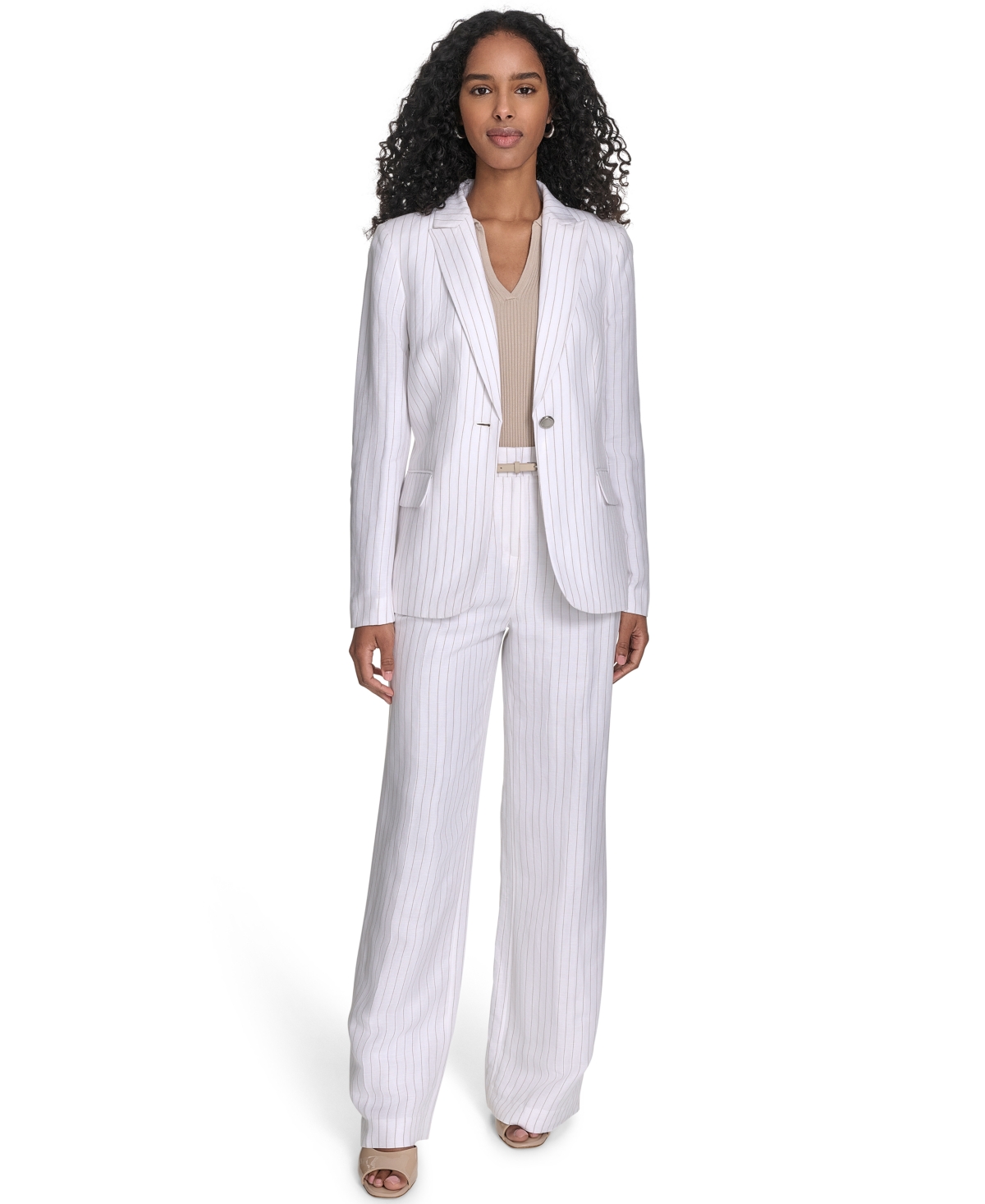 Shop Calvin Klein Women's Pinstriped One-button Blazer