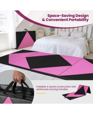 4-Panel PU Leather Folding Exercise Gym Mat with Hook and Loop Fasteners