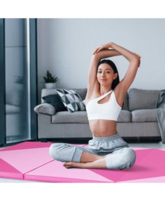 4-Panel PU Leather Folding Exercise Gym Mat with Hook and Loop Fasteners