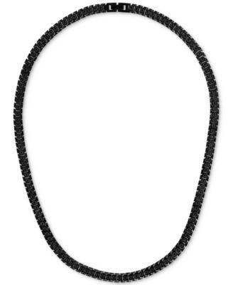 Cubic Zirconia Honeycomb Link 24" Necklace in Black IP Stainless Steel, Exclusively at Macy's 