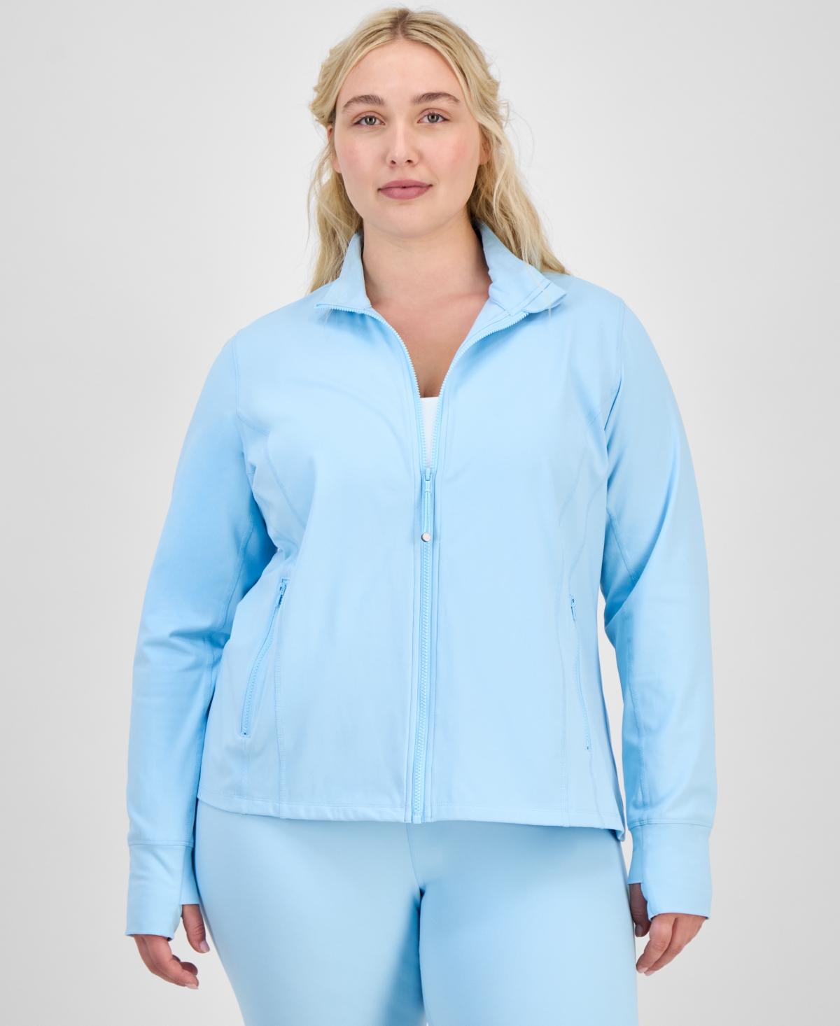 Id Ideology Plus Size Soft Flex Solid Full-zip Jacket, Created For Macy's