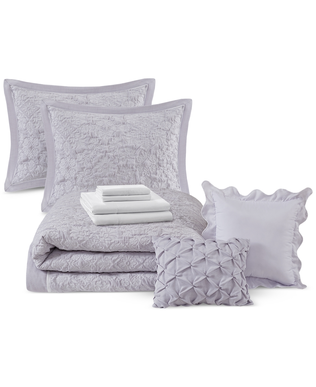 Addison Park Payton 9-pc. Jacquard Comforter Set, Full In Purple