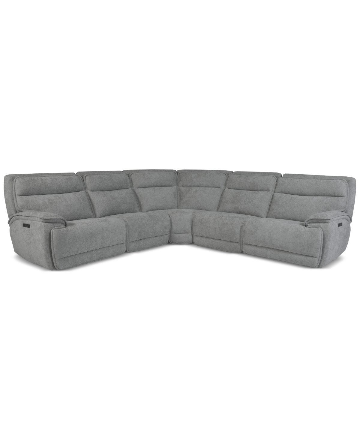 Macy's Ozryn 5-pc. Fabric Sectional With 2 Power Motion Chairs, Exclusively At  In Silver