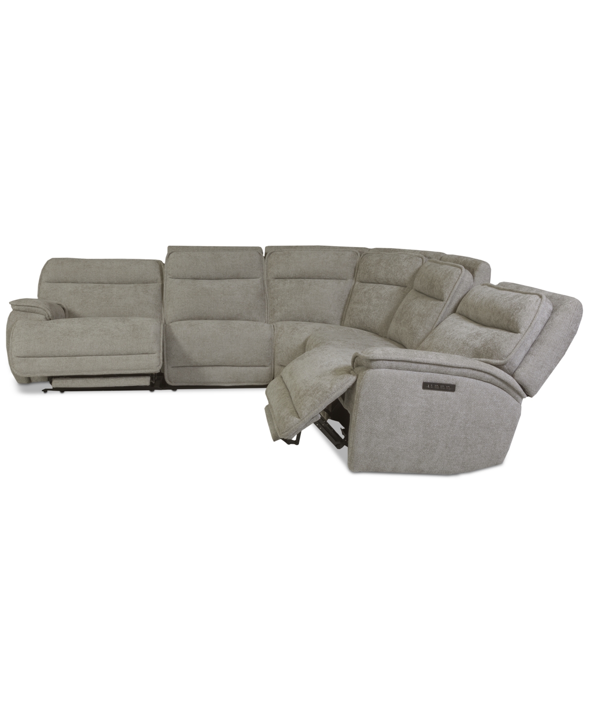 Macy's Ozryn 5-pc. Fabric Sectional With 2 Power Motion Chairs, Exclusively At  In Gray
