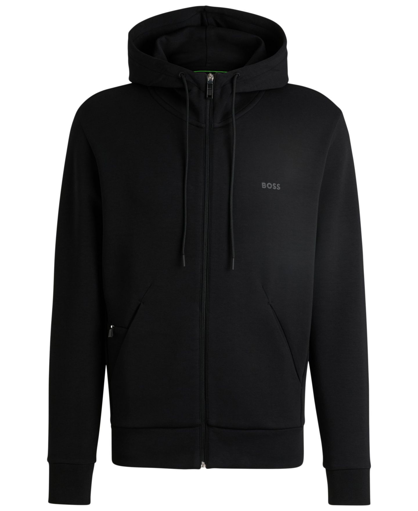 Мужское худи Hugo Boss Logo Print Zip-Up, цвет: Чёрный — фото 2
