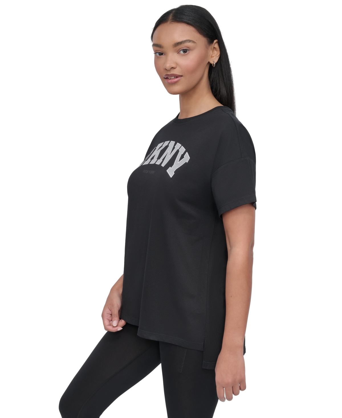Dkny Sport Women's Glitter Logo Varsity T-shirt