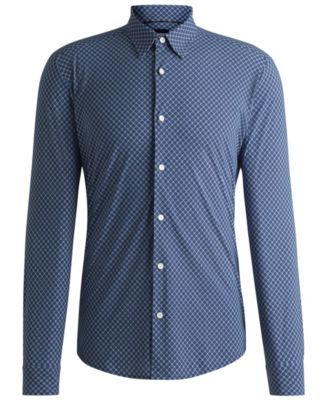 Men's Slim-Fit Printed Performance Dress Shirt