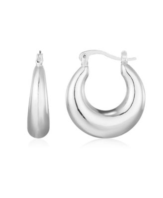 Silver Domed Hoop Earrings