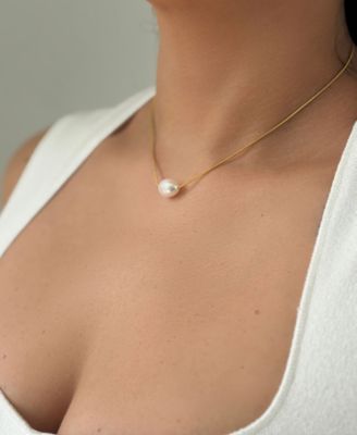 Tarnish Resistant Gold Freshwater Cultivated Pearl Chain Necklace