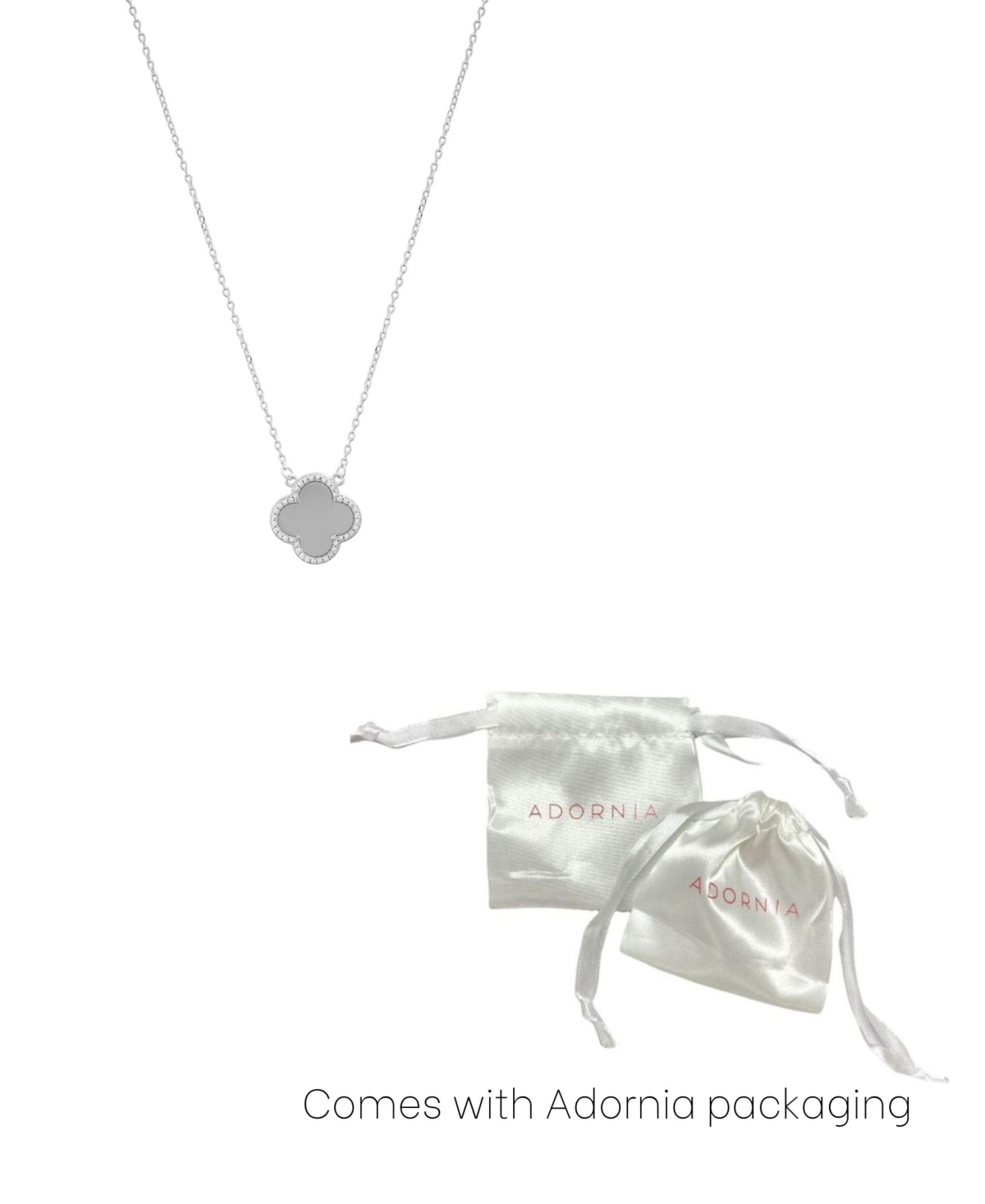 Adornia Crystal Halo Clover Pendant Necklace In Silver
