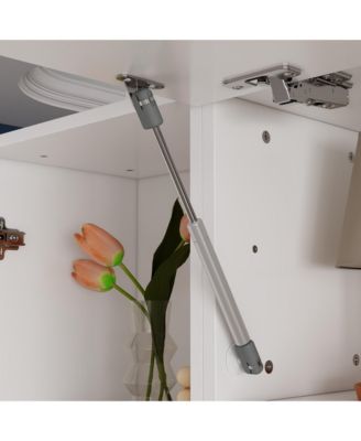 TV stand with bookshelf and 10 cabinet doors, multi-purpose media console, entertainment center in white wood