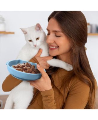 Cat Shaped Silicone Pet Bowl with Non-Slip Suction Base