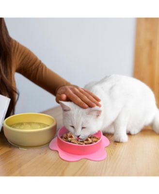 Lilac Small Flower-Shaped Silicone Pet Bowl with Non-Slip Suction Base