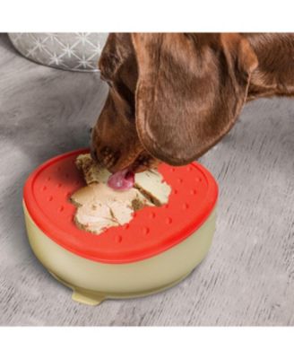 Red Small Strawberry Shaped Silicone Pet Bowl with Non-Slip Suction Base