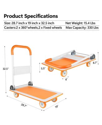 Push Cart Dolly, Moving Platform Hand Truck, Foldable for Easy Storage and 360 Degree Swivel Wheels with 330lb Weight Capacity