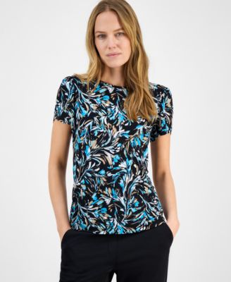 AK Anne Klein - Women's Printed Tulip-Sleeve Top