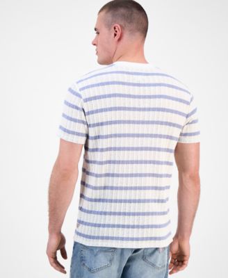 Men's Elon Short Sleeve Textured Striped Crewneck T-Shirt