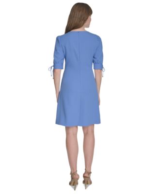 Women's Jacquard Tie-Sleeve Knit Shift Dress