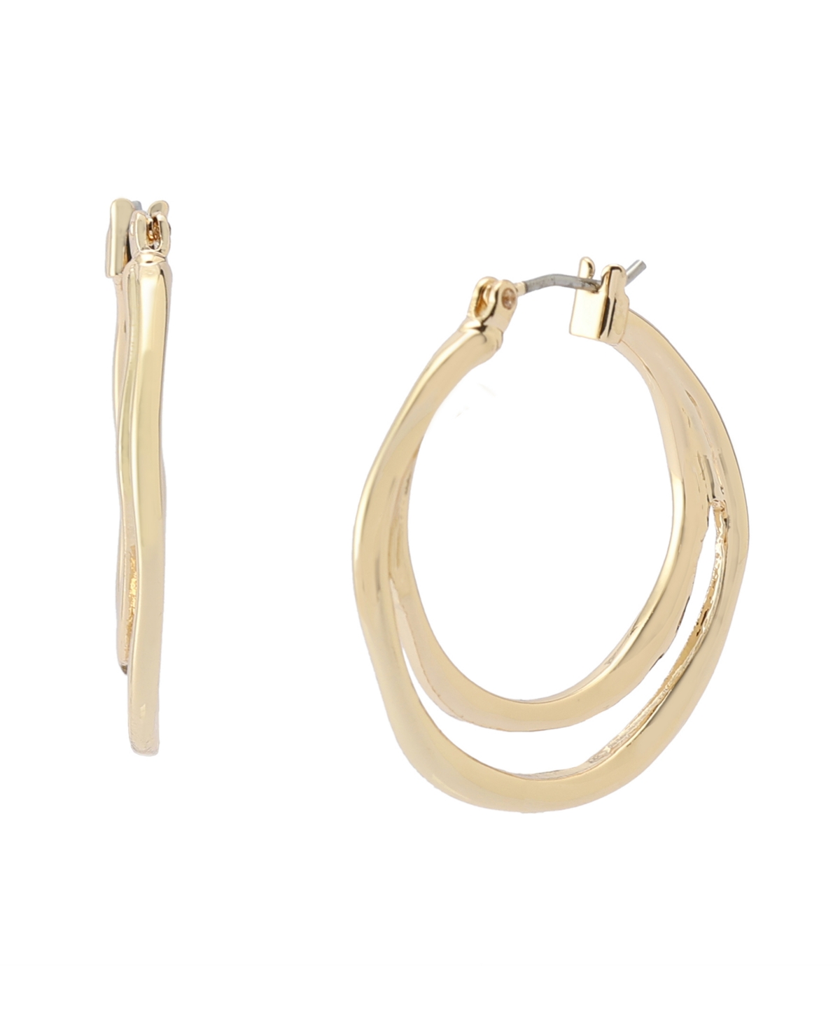 Sculpted Double Row Hoop Earrings - Gold