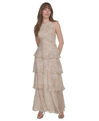 Tommy Hilfiger - Women's Printed Tiered Halter Maxi Dress