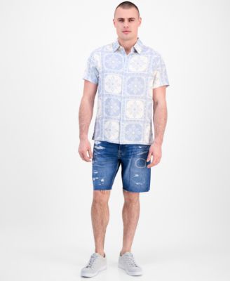 Men's Mosley Short Sleeve Tile Print Button-Front Shirt