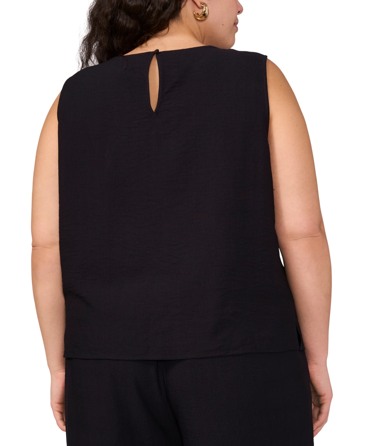 VINCE CAMUTO PLUS SIZE EMBROIDERED CREWNECK SLEEVELESS TOP 