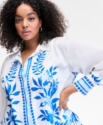 Plus Size Floral-Print Blouse, Exclusively at Macy's