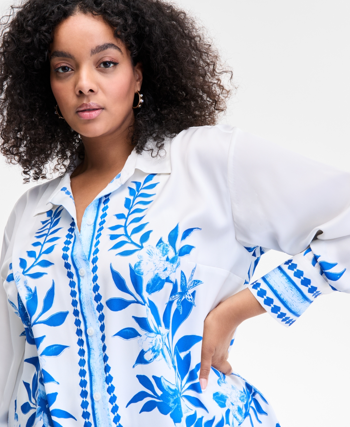 Inc International Concepts Plus Size Floral-print Blouse, Exclusively At Macy's