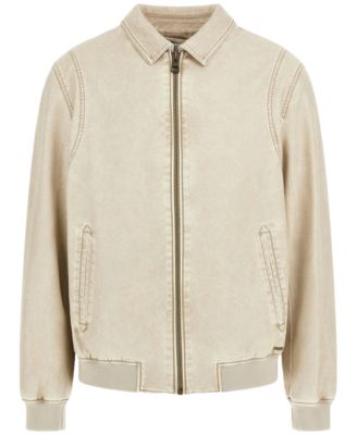 Men's Aviator Relaxed-Fit Faux-Leather Bomber Jacket 