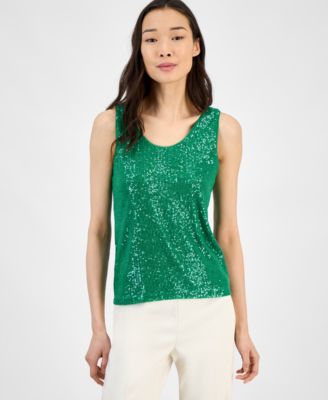 Anne Klein - Women's Sequin Double-Scoop Sleeveless Tank
