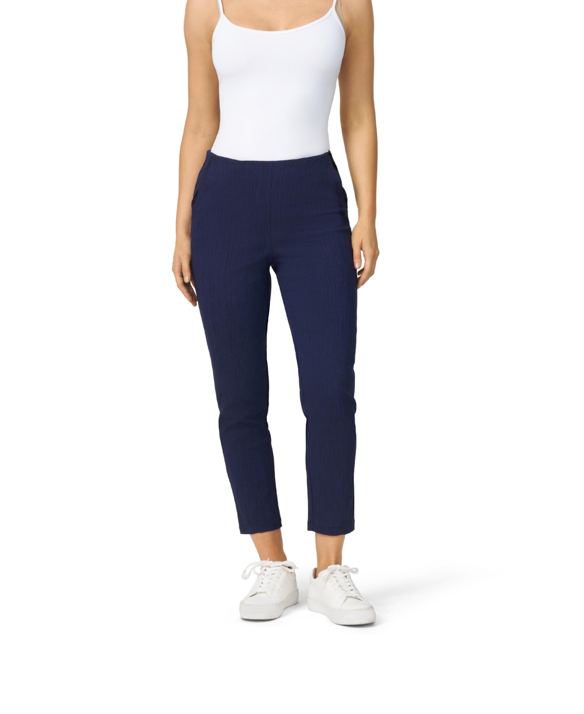 Women's Stripe Slim Fit Pull On Cropped Pant - Yarn dyed stripe