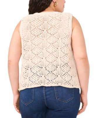 Plus Size Pointelle Sleeveless Crewneck Tank