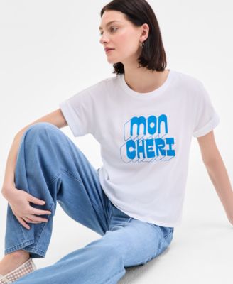 ON 34TH WOMENS CUFFED MON CHERI T SHIRT PULL ON UTILITY WIDE LEG JEANS EXCLUSIVELY AT MACYS 
