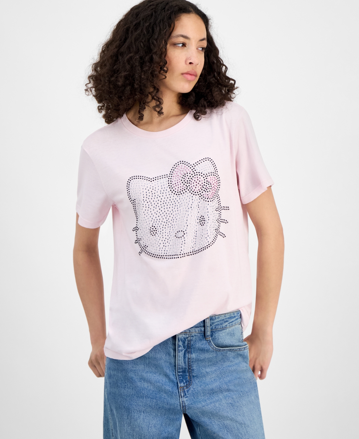 Juniors' Rhinestone Hello Kitty Tee - Pink