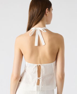 売れ筋商品|||スティーブ マデン カットソー トップス レディース Women's Crissy Eyelet Patchwork Halter Top White Steve Madden Women's Crissy Eyelet Patchwork Halter Top - Macy's