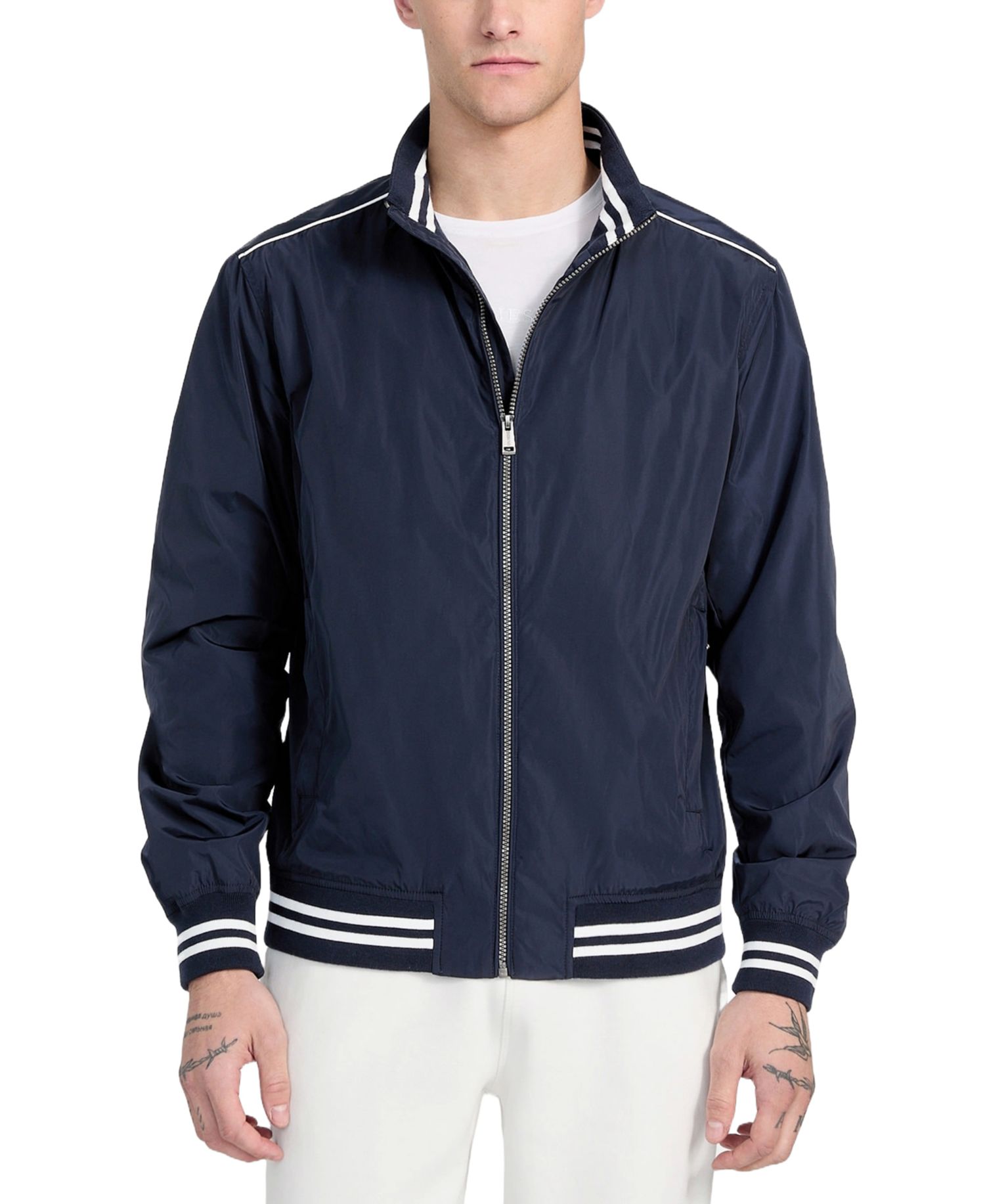 Men's Regular-Fit Urban Stripe Bomber Jacket