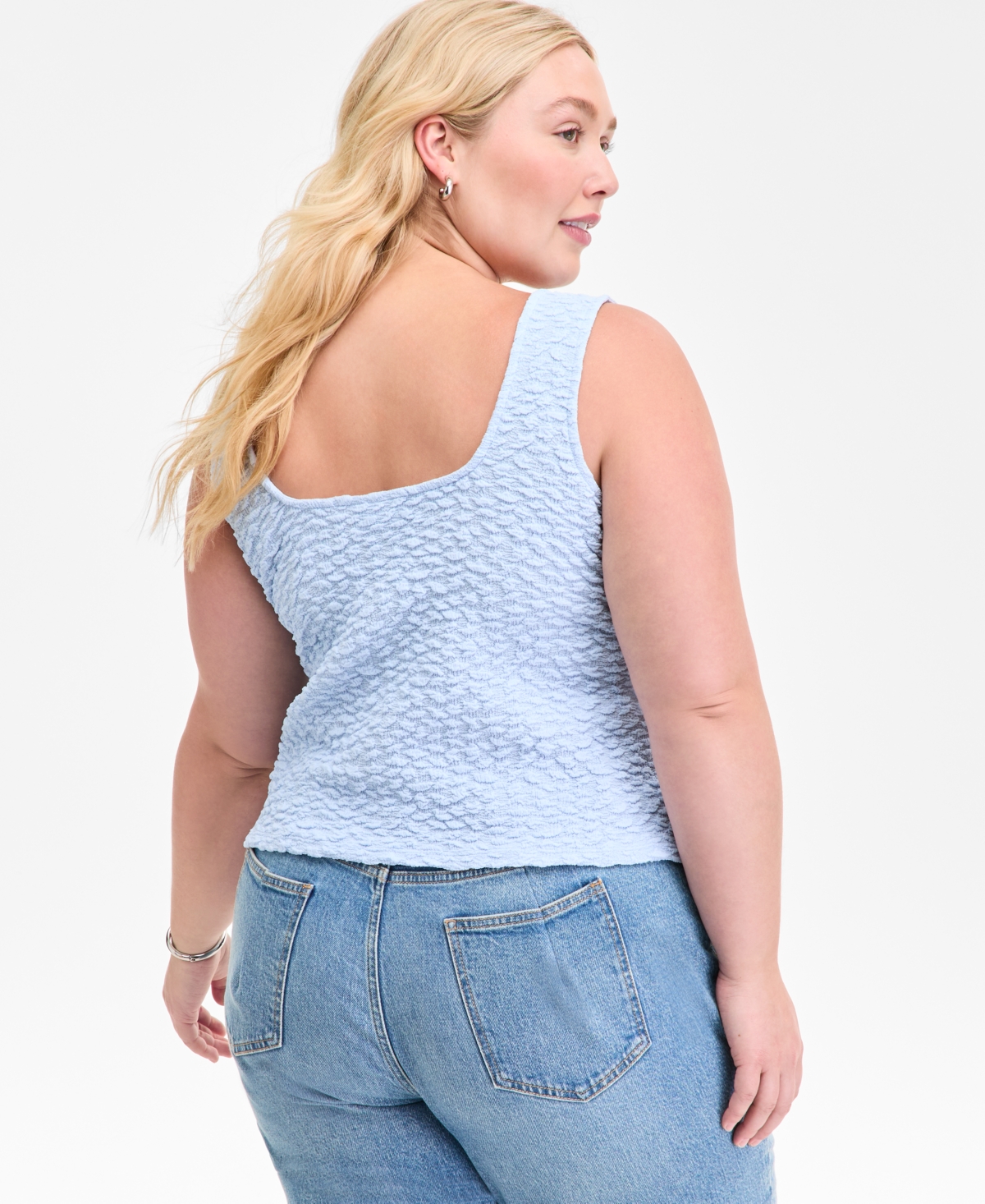 ON 34TH PLUS SIZE TEXTURED-KNIT SQUARE-NECK SLEEVELESS TANK, EXCLUSIVELY AT MACY'S 