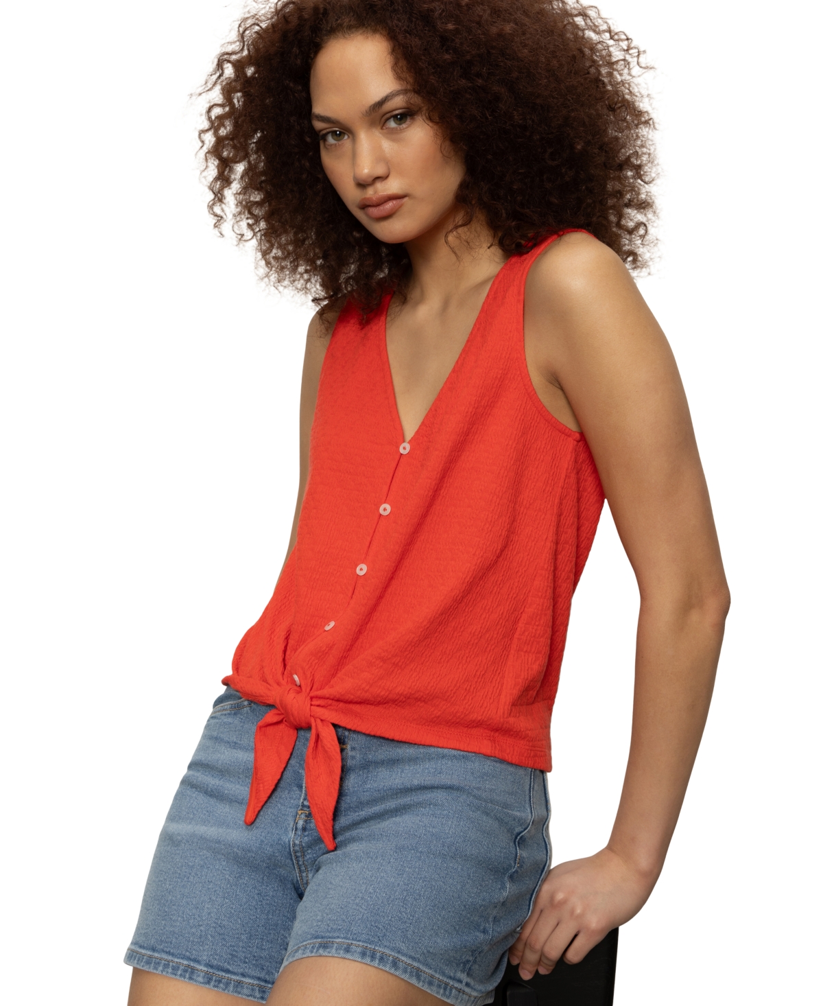 Sanctuary Women's Vacation Tie-front Button-up Vest In Multi