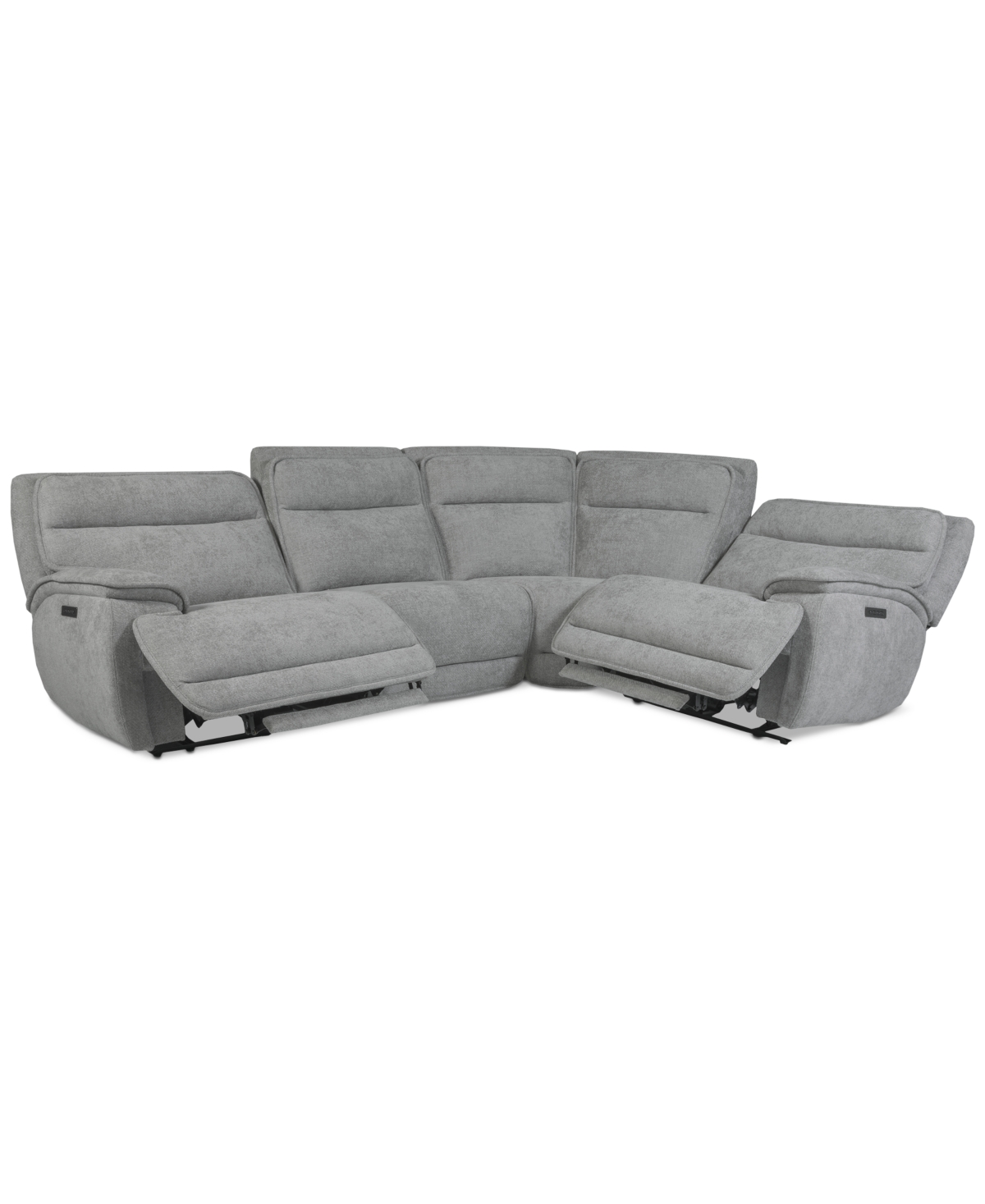 Macy's Ozryn 4-pc. Fabric Sectional With 2 Power Motion Chairs, Exclusively At  In Silver