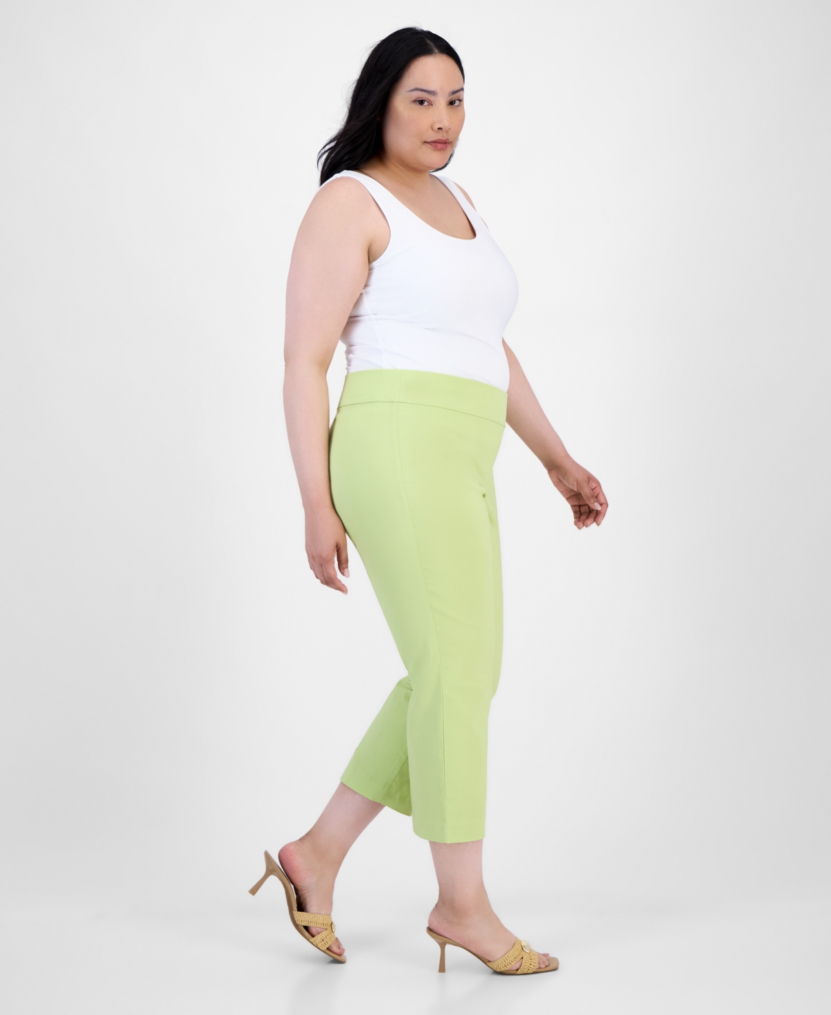 Inc International Concepts Plus Size Mid-rise Pull-on Capri Pants, Created For Macy's