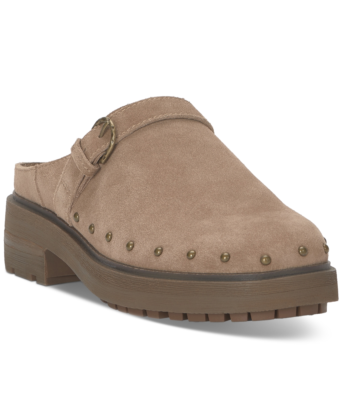 Women's Caytina Studded Buckle Strap Clogs - Chocolate Brown Oiled Suede