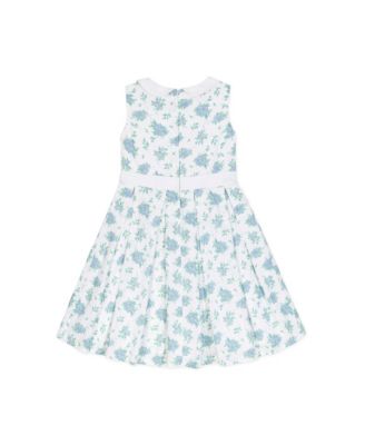Toddler Girls Heirloom Linen Sleeveless Peter Pan Collar Tea Dress with Waist Sash