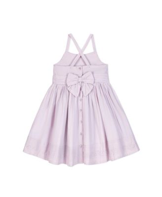 Big Girls Heirloom Sleeveless Special Occasion Sundress with Bow Back Detail and Embroidery