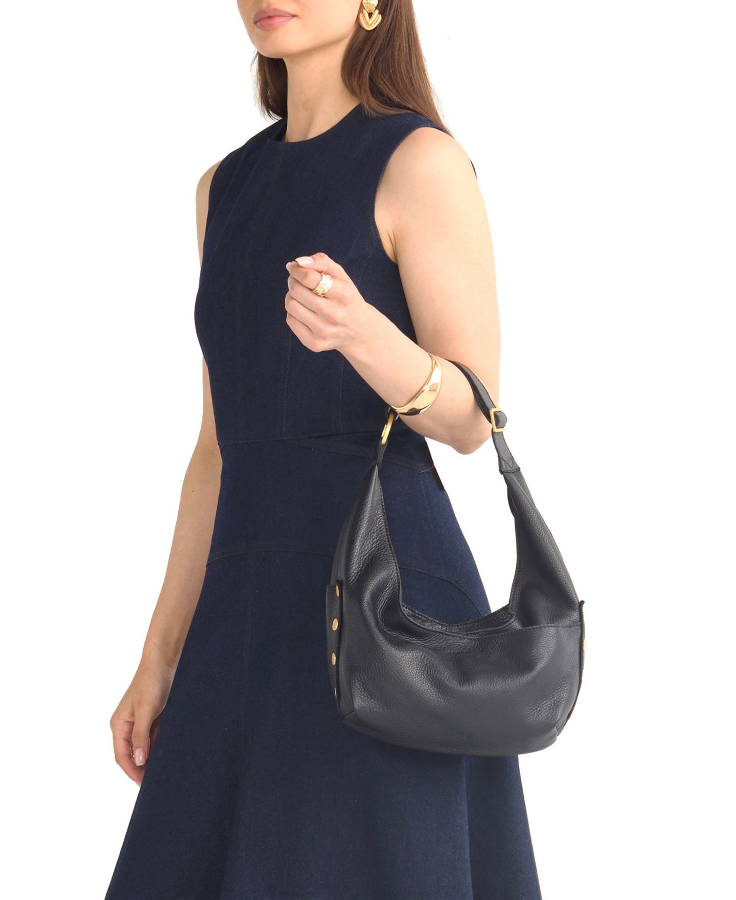 Женская сумка Hammitt Tom Zipper Small Leather Hobo Handbag, цвет: Чёрный — фото 4