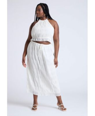 Women's Plus Size Ruched Tiered Maxi Skirt
